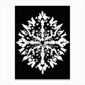 Winter Snowflake Pattern, Snowflakes, Linocut 1 Canvas Print