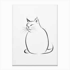 Black And White Ink Cat Line Drawing 5 Canvas Print