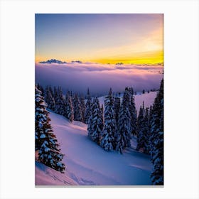 Val D'Isère, France Sunrise Skiing Poster Canvas Print