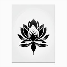 Lotus Flower, Buddhist Symbol Black And White Geometric 4 Canvas Print