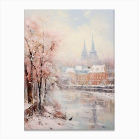 Dreamy Winter Painting Hamburg Germany Canvas Print