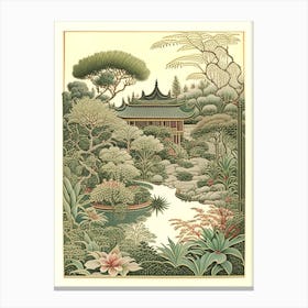 Lan Su Chinese Garden, Usa Vintage Botanical Canvas Print