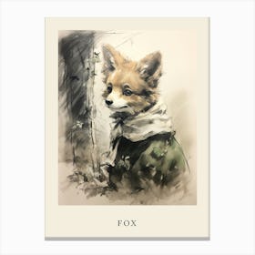 Beatrix Potter Inspired  Animal Watercolour Fox 2 Canvas Print