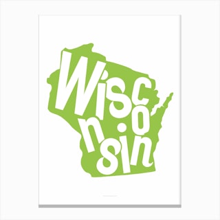 Wisconsin State Typography Canvas Print