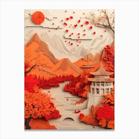 Beautiful Landscape Paper Craft Style 13 Canvas Print