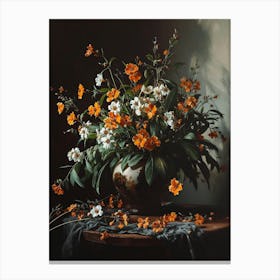 Baroque Floral Still Life Evening Primrose 3 Canvas Print