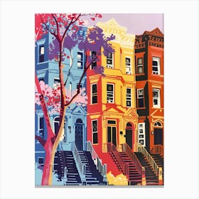 Brooklyn Heights New York Colourful Silkscreen Illustration 2 Canvas Print