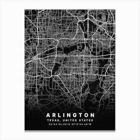 Arlington Texas USA Black Map Canvas Print