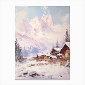 Dreamy Winter Painting Chamonix France Canvas Print