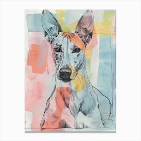 Pastel Watercolour Ibizan Hound Dog Line Illustration 4 Canvas Print