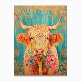 Kitsch Colourful Hairy Cow 1 Canvas Print