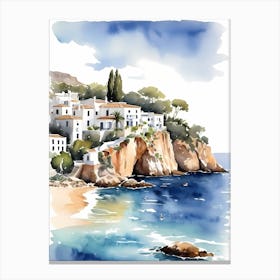Spanish Ibiza Travel Poster Watercolor Painting (12) Canvas Print