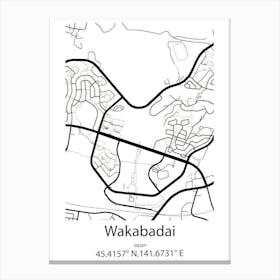 Wakabadai,Japan Minimalist Map Leinwandbilder