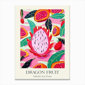 Marche Aux Fruits Dragon Fruit Fruit Summer Illustration 2 Canvas Print