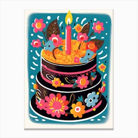 Birthday Cake Illustration 10 Canvas Print