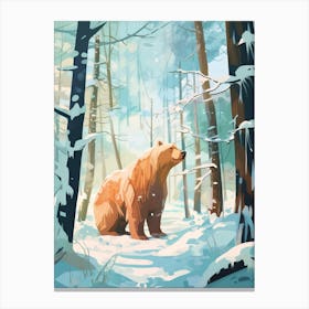 Winter Brown Bear 4 Illustration Canvas Print