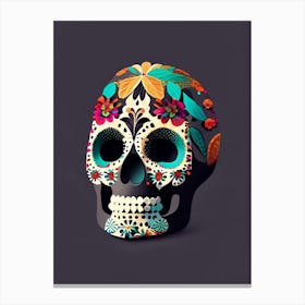 Skull With Terrazzo 2 Patterns Mexican Canvas Print