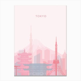 Pink And Blue Tokyo Skyline Canvas Print