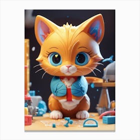 Kitty Cat 3d Print Canvas Print