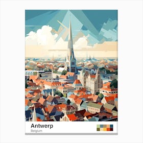 Antwerp, Belgium, Geometric Illustration 4 Poster Canvas Print