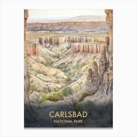 Carlsbad National Park Watercolour Vintage Travel Poster 4 Canvas Print