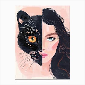 Cat And Woman 3 Canvas Print