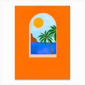 Palm Tree In The Window Canvas Print