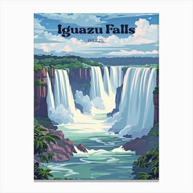 Iguazu Falls Brazil Vacation Travel Art Illustration Canvas Print