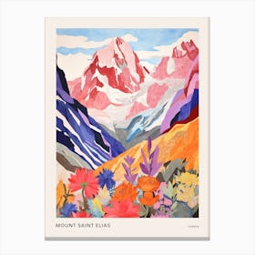 Mount Saint Elias Canada 3 Colourful Mountain Illustration Poster Canvas Print