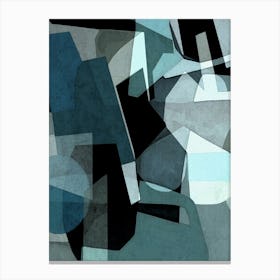 BILLY- Minimalist, Modern, Abstract, Graphic, Geo, Tonal, Blue, Seafoam Green, Mint Black Canvas Print