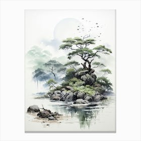 Ishigaki Island In Okinawa, Japanese Brush Painting, Ukiyo E, Minimal 4 Canvas Print