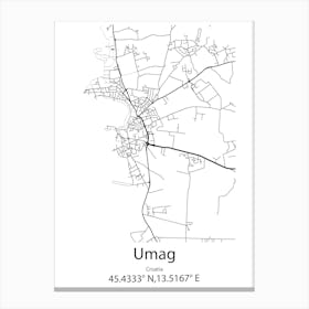 Umag,Croatia Minimalist Map Canvas Print