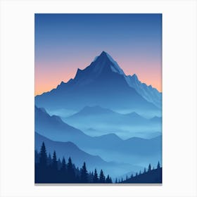 Misty Mountains Vertical Composition In Blue Tone 57 Canvas Print