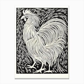 Rooster Linocut Bird Canvas Print