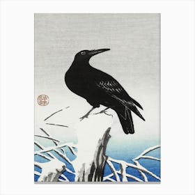 Crow On Snowy Pole (1925 1936), Ohara Koson Canvas Print