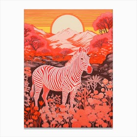 Red Sunset Zebra Canvas Print