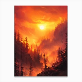 Sunset In The Forest 3 Canvas Print