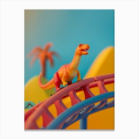 Pastel Toy Dinosaur On A Rollercoaster 2 Canvas Print