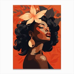 Black Woman With Flowers 3 Canvas Print