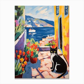 Painting Of A Cat In Korcula Croatia 1 Canvas Print