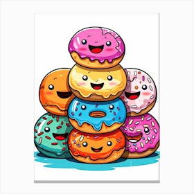 Cute Donuts Singing 2 Canvas Print