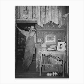 W E Smith, Farmer Near Morganza, Louisiana, In His Home By Russell Lee Canvas Print
