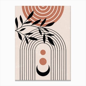 Abstract Modern Minimal Geometric Branch Leaves Canvas Print