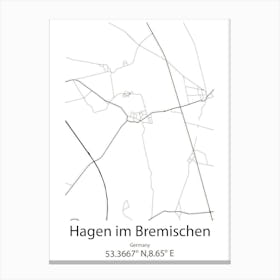 Hagen,Germany Minimalist Map Canvas Print