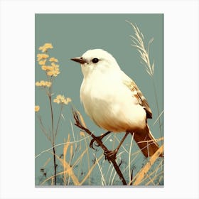 Bird On Grass Canvas Print