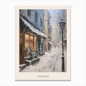Vintage Winter Painting Poster Chamonix France Canvas Print