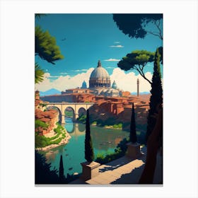 Rome, Tuscany, Italy Travel Poster Vintage Canvas Print