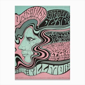 1967 Grateful Dead Otis Rush Canned Heat Original Concert Poster At Fillmore Auditorium By Wes Wilson Canvas Print