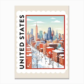 Retro Winter Stamp Poster New York City Usa Canvas Print