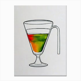 Mexican MCocktail Poster artini Minimal Line Drawing With Watercolour Cocktail Poster Canvas Print